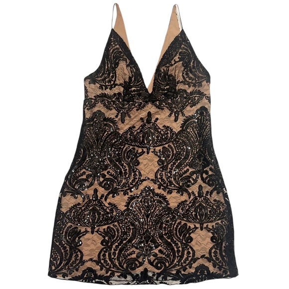 Free People ~ Night Shimmers Women’s Mini Dress in Black ~ Size 4 - Picture 3 of 11